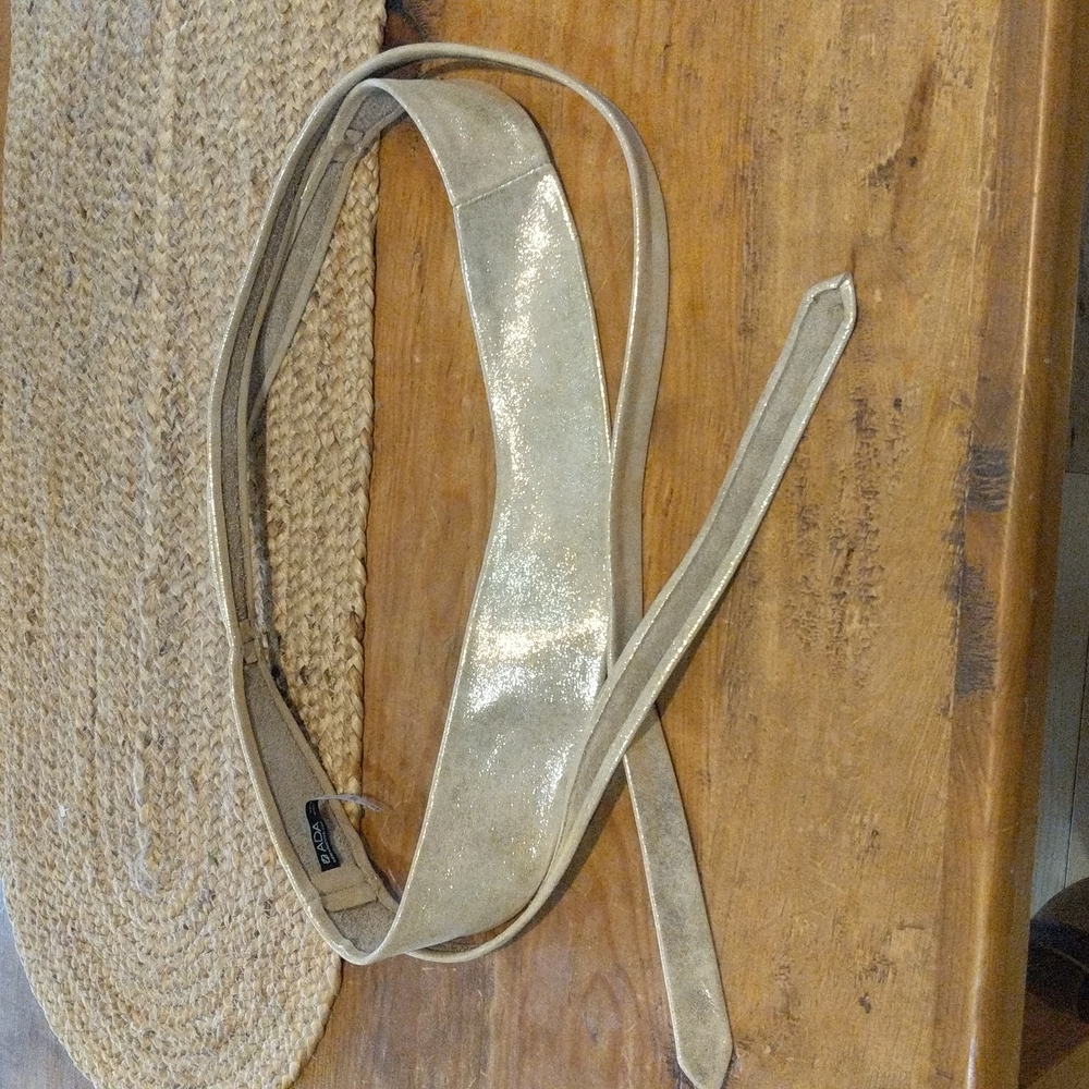 Anthropologie glam gold metallic leather wrap belt - Picture 6 of 7